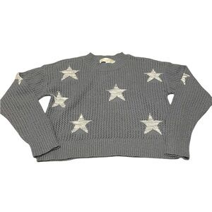 Sugar Moon Gray Star Patterned Knitted Sweater Size Medium Juniors EUC